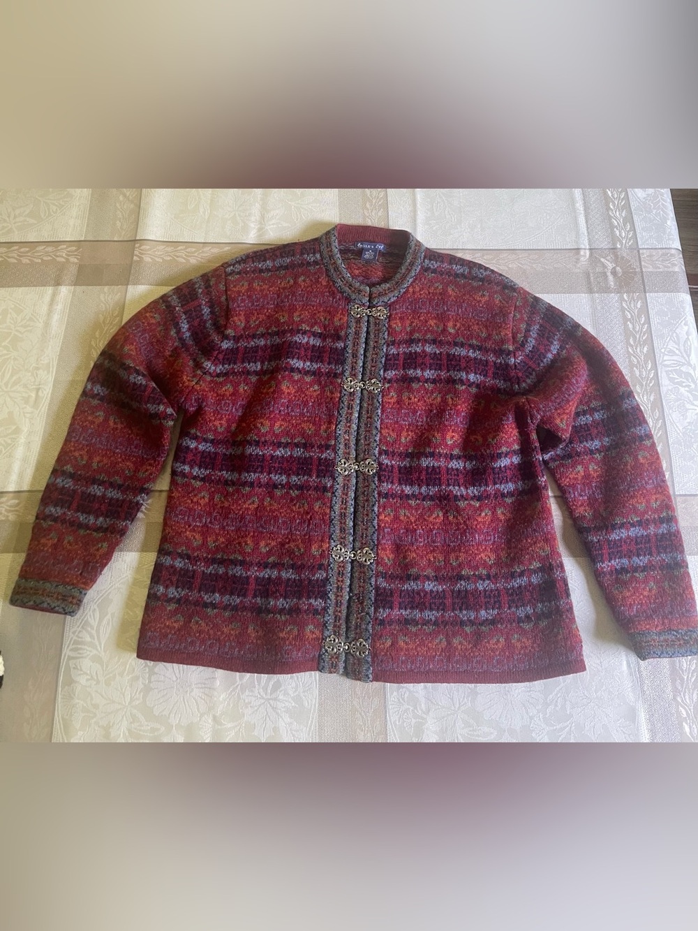 Vintage Eagle Eye 100% Wool Sweater Cardigan